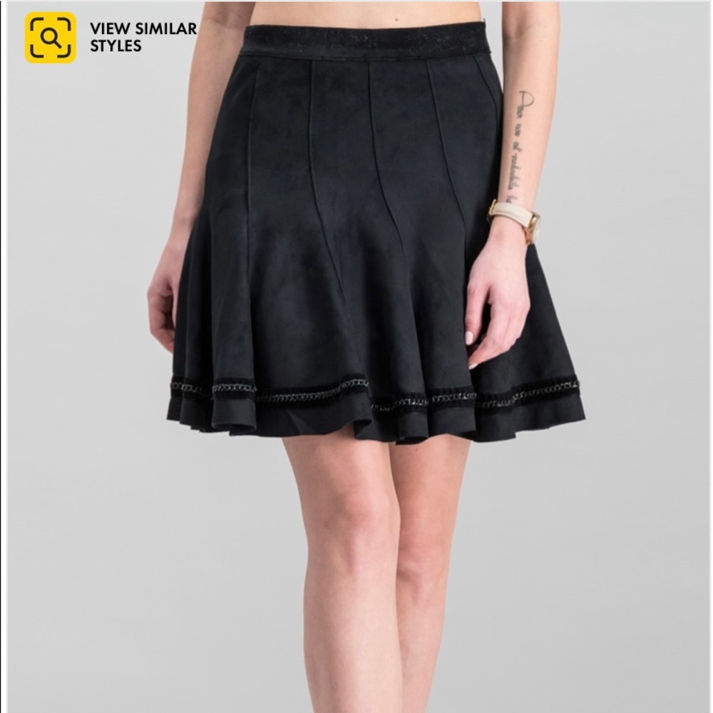 T Tahari Flounce Skirt Faux-Suede